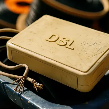 DSL-Modem auf einem Tisch symbolisiert alte Kupfertechnik im Vergleich zur Glasfaser.